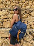 Belted Blue Backpack