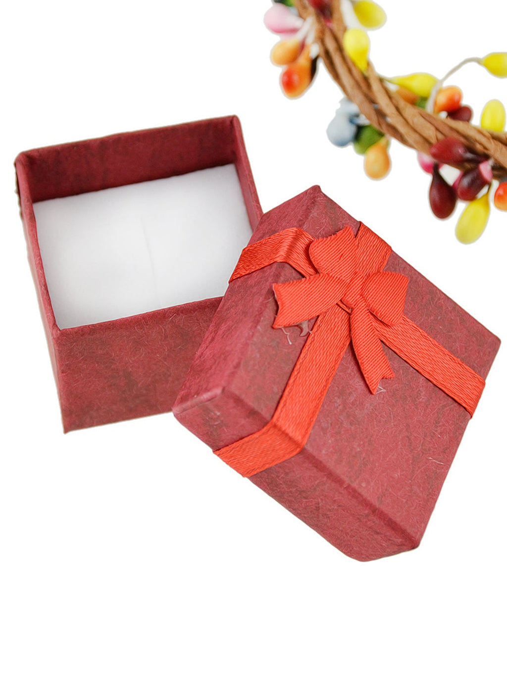 Pink Red Cardboard Square Jewelery Gift Boxes for Rings with Lid