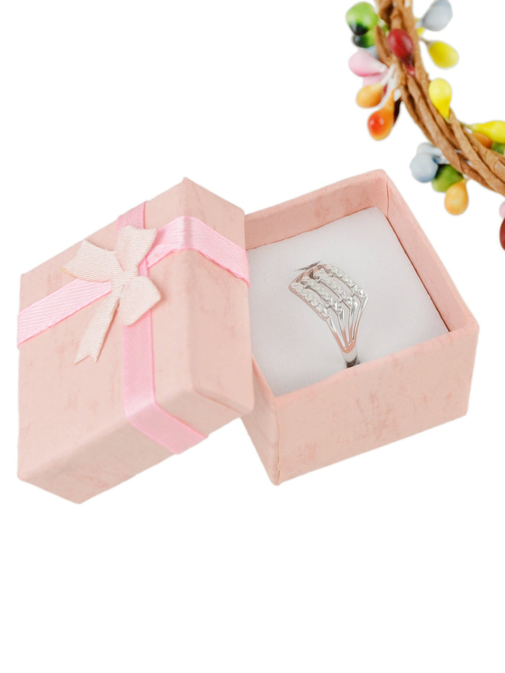 Pink Red Cardboard Square Jewelery Gift Boxes for Rings with Lid
