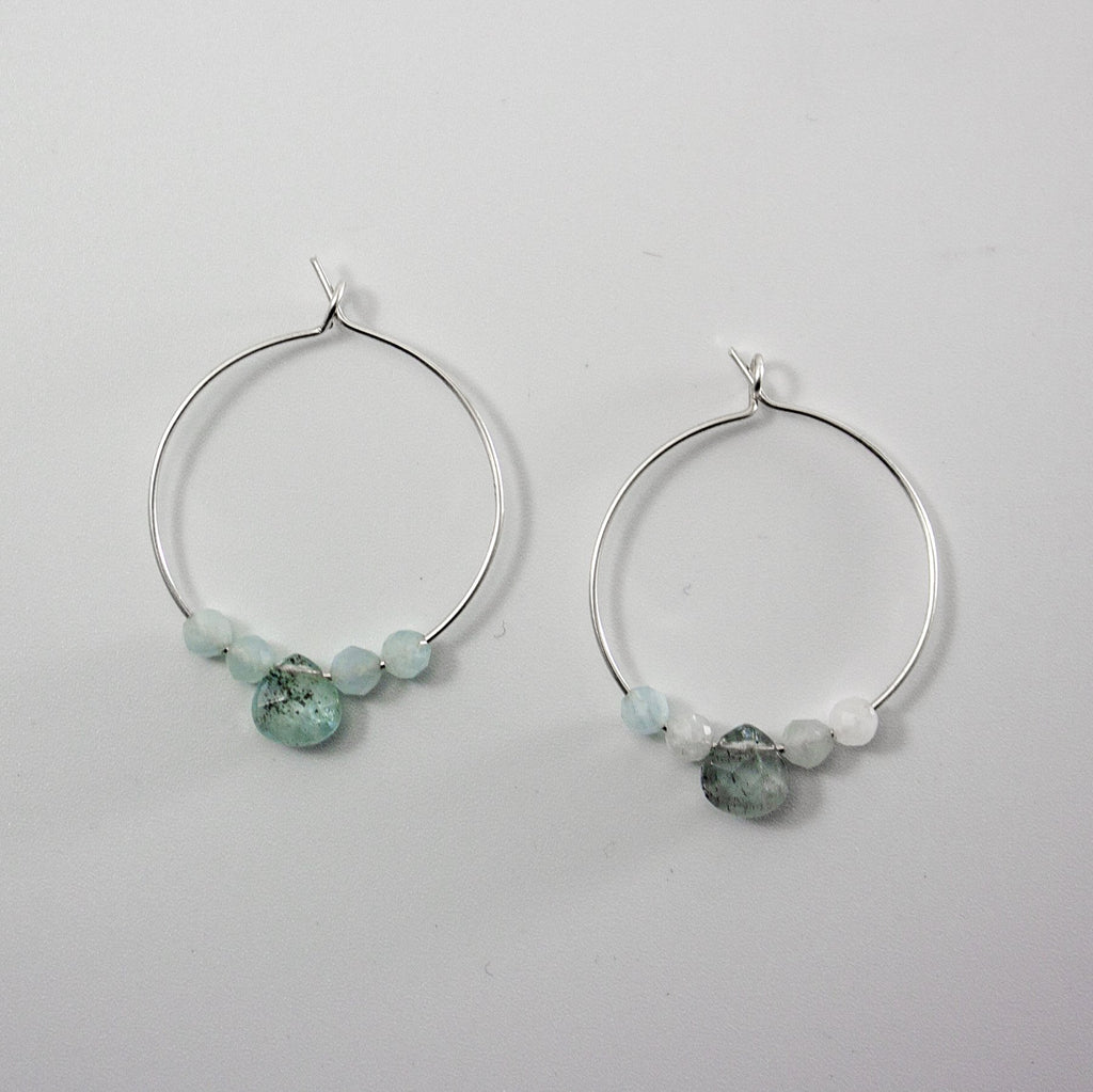 Aquamarine Sterling Silver Hoop Earrings