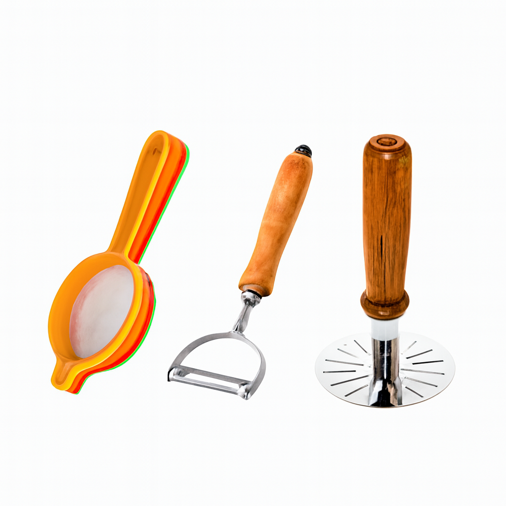 3-Piece Kitchen Tool Set - Citrus Juicer, Vegetable Peeler, Dough
