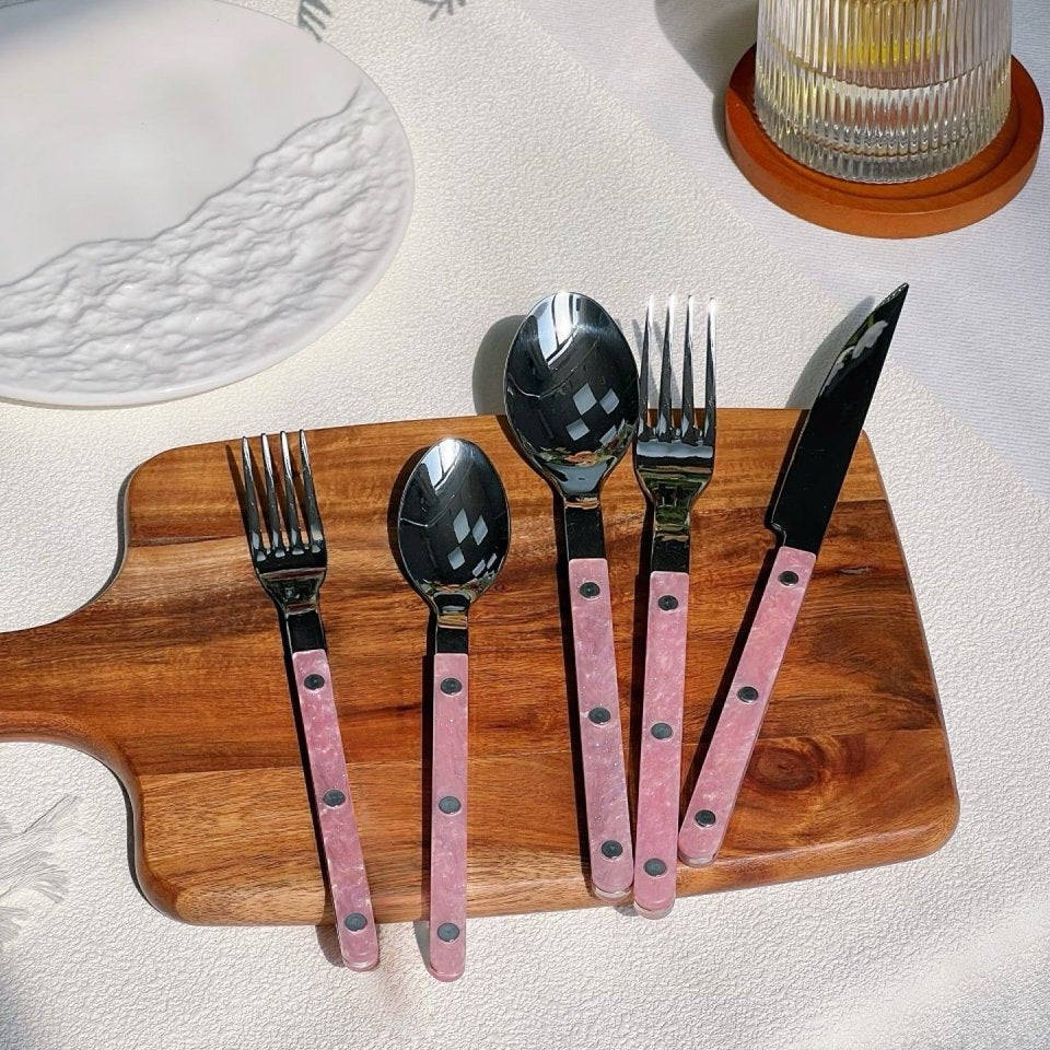 Set of 10 Sleek Modern Pinky Elegant Salt Lake Flatware Cutlery