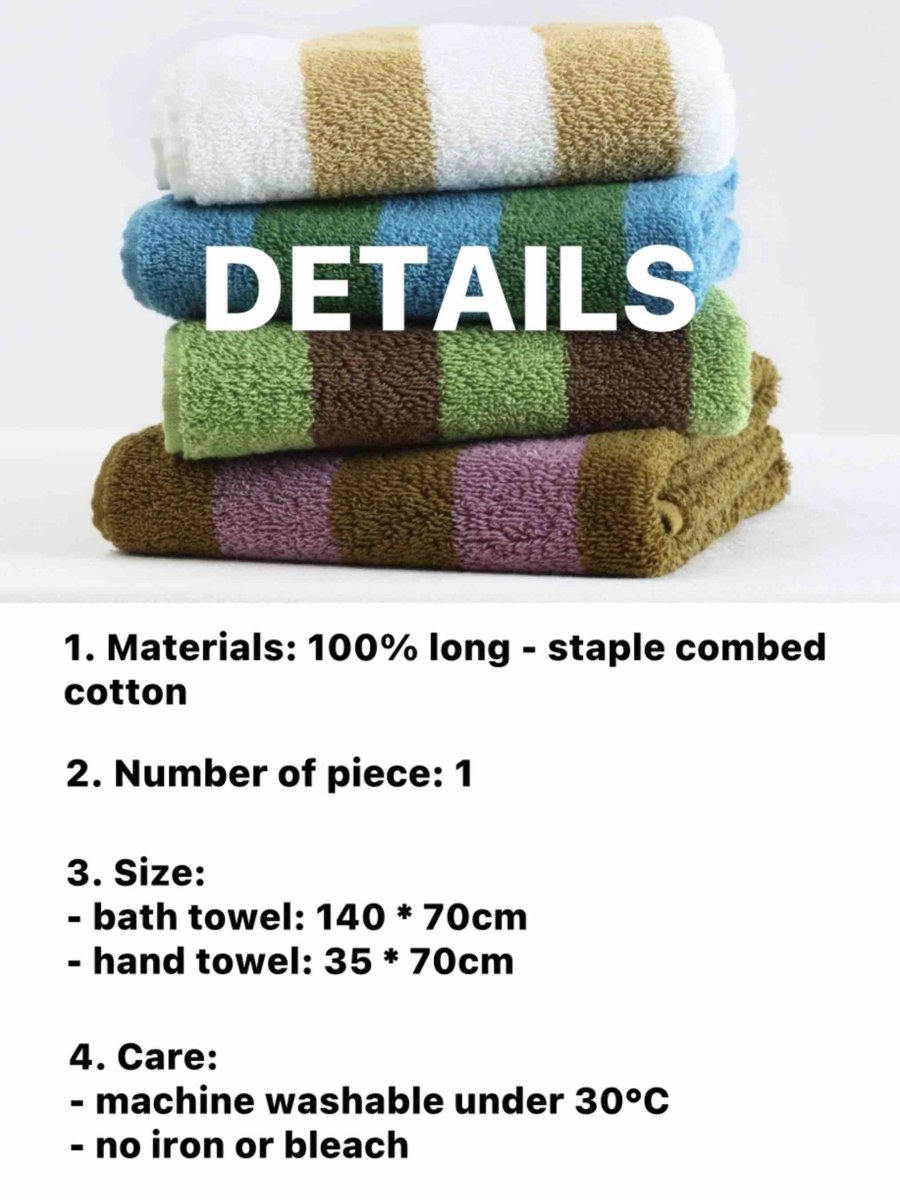 Ultra Soft Absorbent Retro Stripe Bath Towel - 100% Organic Premium